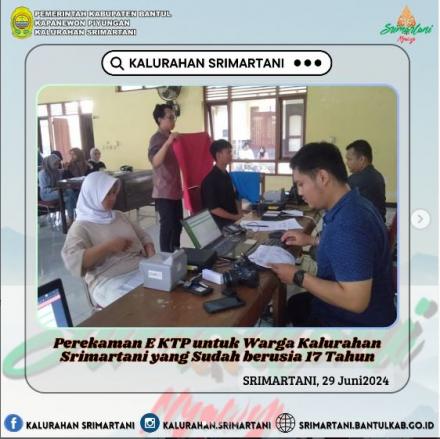 Perekaman E KTP Untuk warga Kalurahan Srimartani yang sudah berusia 17 tahun.